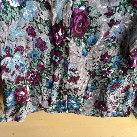 Tangent Floral Long Sleeve Top - Size Small - Vintage Modest Casual - Picture 6 of 8